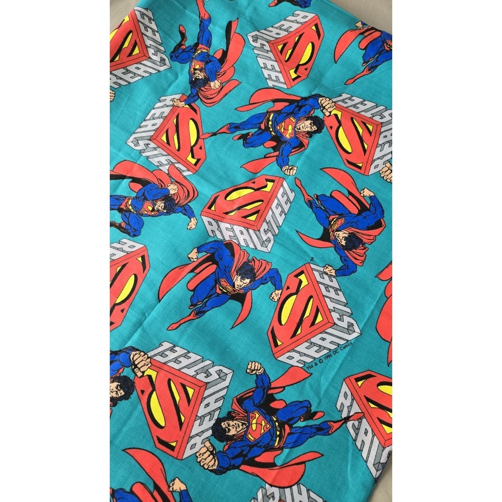 Vintage 1996 Superman DC Comics Fabric Remnant Man Of Steel Craft Quilt 45x55